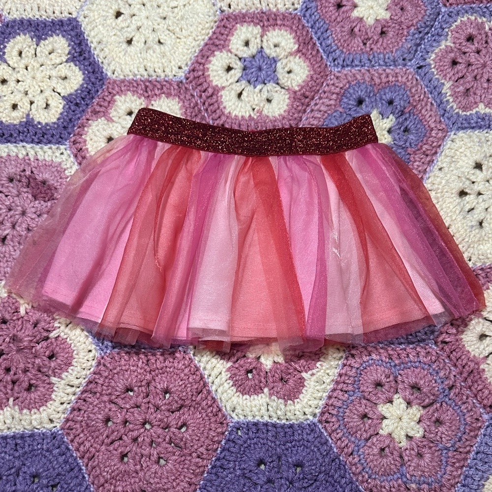 Celebrate It Pink and Rose Multi-Colored Tulle Skirt with Glitter Waistband